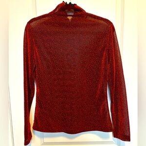Sheer Red Glitter Long Sleeve Top